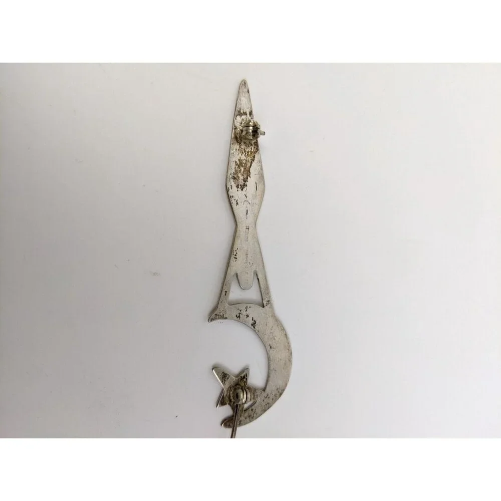 Vintage Sterling Silver Signed Pin Brooch Nude Woman Moon Star Celestial - Picture 6 of 9